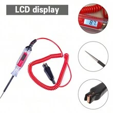 Electric Circuit Tester 5-48V Digital LCD Voltage Tester With 140 Inch Extended Spring Wire Car Truck Vehicles Low Voltage Tester With Probe For Trailer Boat Motorcycle - Red - View 10