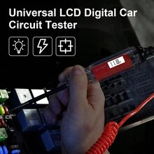 Electric Circuit Tester 5-48V Digital LCD Voltage Tester With 140 Inch Extended Spring Wire Car Truck Vehicles Low Voltage Tester With Probe For Trailer Boat Motorcycle - Red - View 3