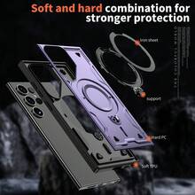 Giá đỡ vòng xoay 360° mới + Ốp điện thoại chống sốc, tương thích với Apple IPhone 11/12/13/14/15 Pro Max và Galaxy S22/23/24+, UA04/A05/A14/A15/A24/A25/A34/A54S - Màu tím - Xem 5