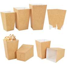 12个装纯棕色牛皮纸爆米花盒杯容器，生日电影派对回礼小零食杯，婚礼宾客零食礼盒