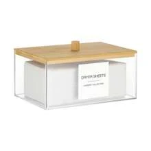 1 Packung Acryl Weichspülertücher Halter mit Deckel, klarer Wäschetücher Behälter mit 27 Etiketten, Wäschekapseln Aufbewahrung für Wäscheraumorganisation, Studentenwohnheim, Badezimmer Accessoires, Raumdekoration