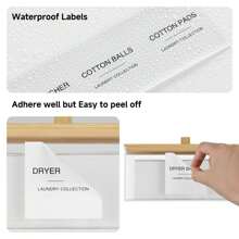 1 Packung Acryl Weichspülertücher Halter mit Deckel, klarer Wäschetücher Behälter mit 27 Etiketten, Wäschekapseln Aufbewahrung für Wäscheraumorganisation, Studentenwohnheim, Badezimmer Accessoires, Raumdekoration
