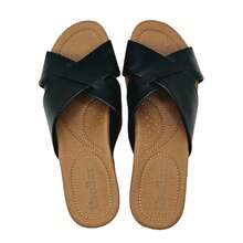 Usaflex Cross Flip Flops In Practical And Comfortable Leather - màu đen - Xem 1