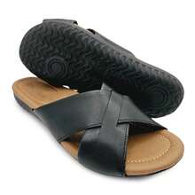 Usaflex Cross Flip Flops In Practical And Comfortable Leather - màu đen - Xem 3