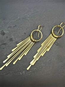 1 cặp bông tai tua rua tròn đơn giản theo phong cách Bohemian, quà tặng trang sức phù hợp cho phụ nữ, đám cưới, tiệc tùng và du lịch - Vàng - Xem 9