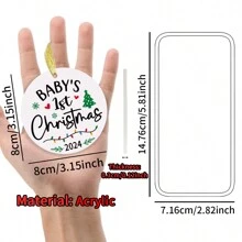1 件新生儿第一个圣诞节装饰品 2024，第一个圣诞节纪念品，圣诞树装饰品，亚克力家庭派对户外室内装饰品，新生儿圣诞礼物，圣诞节 - 彩色 - 查看 2
