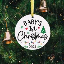 1 件新生儿第一个圣诞节装饰品 2024，第一个圣诞节纪念品，圣诞树装饰品，亚克力家庭派对户外室内装饰品，新生儿圣诞礼物，圣诞节 - 彩色 - 查看 4