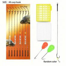 YOTO 8 Pieces Carp Fishing Hair Rigs, Carp Hook Rig With Braided Line, Carp Leader With 2 Boilie Stoppers And 2 Needles - Yellow - View 11