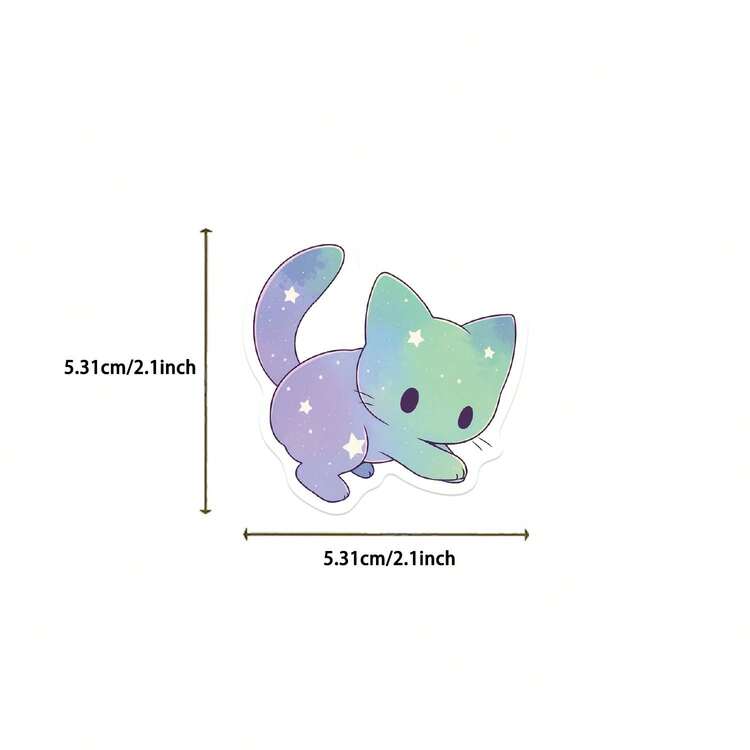 50 个/包星空猫防水 DIY 创意涂鸦贴纸、吉他滑板水瓶保险杠头盔滑雪板笔记本电脑手机壳冰箱门行李涂鸦贴纸 - 彩色 - 查看 6