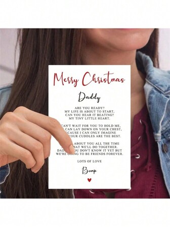 1pc Festive Greeting Cards (Christmas Cards) – Pregnancy Announcement Design, Adorable Dad-To-Be Delight – For Wife To Husband's Xmas Gifting (Pregnancy Reveal)