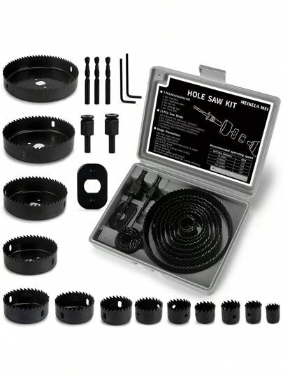 21 Piece Hole Saw Kit, Hole Saw Set, 3/4" To 5" Hole Saw With Hole Saw Mandrel For Wood, Plastic, PVC And Drywall,Tool Accessories