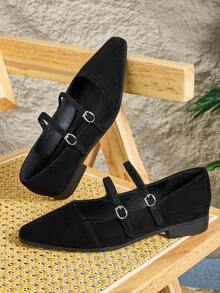 女士平底便鞋，时尚百搭，通勤必备 - 黑色 - 查看 9