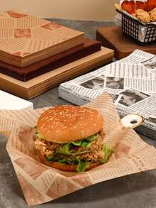 50 件装方形空气炸锅烤盘纸、烤盘纸、油炸食品吸水纸、烧烤肉挡板不粘烤盘纸、英国吸油纸 - 彩色 - 查看 4