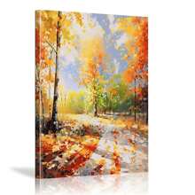 1pcs Framed Forrest Tree Wall Canvas Art Painting, Birch Tree Painting, Abstract Landscape Art, Original Oil Painting Print Poster, Suitable For Country Farmhouse Living Room Kitchen Bedroom Entryway Porch Hotel Apartment Classroom Dormitory Home Office Wall Decor Ready To Hang - Multicolor - View 1