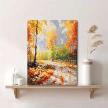 1pcs Framed Forrest Tree Wall Canvas Art Painting, Birch Tree Painting, Abstract Landscape Art, Original Oil Painting Print Poster, Suitable For Country Farmhouse Living Room Kitchen Bedroom Entryway Porch Hotel Apartment Classroom Dormitory Home Office Wall Decor Ready To Hang - Multicolor - View 5