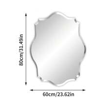 Frameless Scalloped Wall Mirror Decorative Mirrored Glass Vanity With Beveled Silver Edge For Bathroom Bedroom Livingroom Dining Room Entryway Hallway Home Decor Back To School Room Decor School Supplies - 銀色 - 查看 6