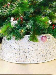 1件装圣诞树裙，圣诞树裙边，金/红/银色，22英寸亮片圣诞树裙，奢华闪光树裙，适合秋季节日，闪亮双面圣诞树底座装饰，最佳礼物，生日家居装饰，圣诞装饰，房间装饰，冬季圣诞装饰，家居圣诞礼物，圣诞装饰