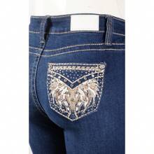 Women's Rhinestone Bootcut Jeans - 翼形深色靴型 - 查看 2