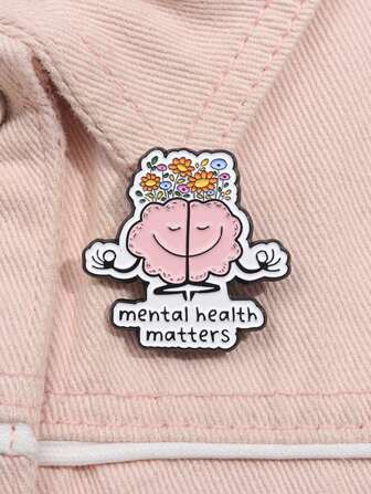 用于心理健康问题的珐琅别针男士简约时尚包袋服装创意配饰领口胸针日常街头派对穿着衣服别针包饰学校 Kpop 背包教师用品包饰可爱办公室配饰衬衫夹克珠宝圣诞节万圣节秋冬配饰，适合青少年、青年、男士、休闲、户外、运动、度假、毕业礼物、生日、日常穿着衣服别针有趣的教师礼物