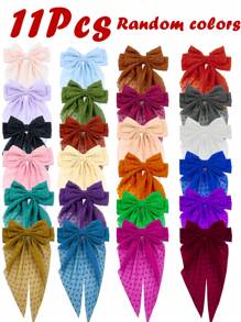 11 件随机颜色法式女士复古大蝴蝶结发夹，时尚优雅金属发饰超值装，适合生日派对、化装舞会、快速发货和日常使用 - 彩色 - 查看 1