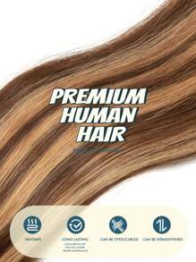 10pcs Mini Tape-In Hair Extensions, Real Human Hair, Color 4/27 Chocolate Brown To Caramel Blonde, 14-22 Inches, Remy Human Hair, Double-Sided Invisible Tape - S4/27 - View 6