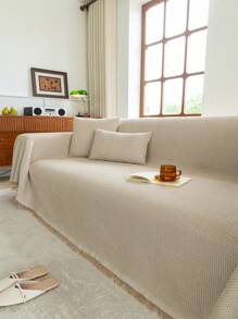 1pc Solid Color Fashionable Sofa Towel, Luxurious Minimalist Sofa Cover, Anti-Dust Anti-Slip Anti-Scratch, Suitable For All Seasons, Applicable To Living Room, Bedroom, Office, Study, Etc. - Khaki - View 8