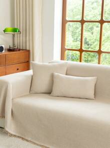 1pc Solid Color Fashionable Sofa Towel, Luxurious Minimalist Sofa Cover, Anti-Dust Anti-Slip Anti-Scratch, Suitable For All Seasons, Applicable To Living Room, Bedroom, Office, Study, Etc. - Khaki - View 10