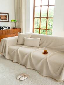 1pc Solid Color Fashionable Sofa Towel, Luxurious Minimalist Sofa Cover, Anti-Dust Anti-Slip Anti-Scratch, Suitable For All Seasons, Applicable To Living Room, Bedroom, Office, Study, Etc. - Khaki - View 11