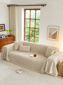 1pc Solid Color Fashionable Sofa Towel, Luxurious Minimalist Sofa Cover, Anti-Dust Anti-Slip Anti-Scratch, Suitable For All Seasons, Applicable To Living Room, Bedroom, Office, Study, Etc. - Khaki - View 5