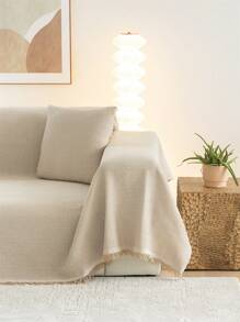 1pc Solid Color Fashionable Sofa Towel, Luxurious Minimalist Sofa Cover, Anti-Dust Anti-Slip Anti-Scratch, Suitable For All Seasons, Applicable To Living Room, Bedroom, Office, Study, Etc. - Khaki - View 9