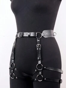1 chiếc đai chân Punk dành cho phụ nữ bằng da PU, đồ lót toàn thân, dây đai garter, đồ lót thắt lưng, dây đeo mông, trói buộc Halloween - A - Xem 6