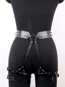 1 chiếc đai chân Punk dành cho phụ nữ bằng da PU, đồ lót toàn thân, dây đai garter, đồ lót thắt lưng, dây đeo mông, trói buộc Halloween - A - Xem 7