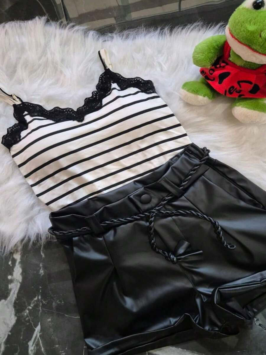 Blouse And Leatherette Shorts Kit - 紅色 - 查看 1