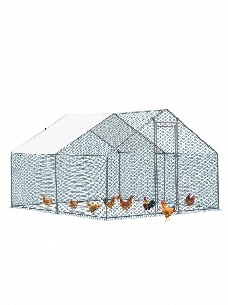 10 X 10 Ft Large Metal Chicken Coop, WalkIn Poultry Cage Chicken Hen