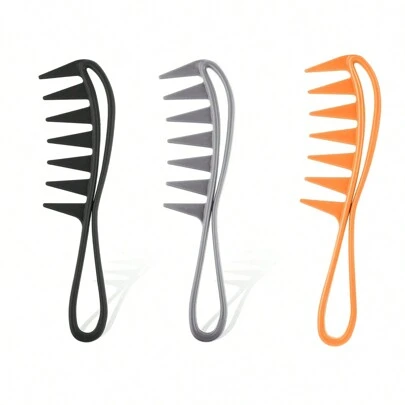 1 chiếc lược răng thưa màu đen chuyên nghiệp cho salon, lược chải tóc xoăn, dụng cụ tạo kiểu tóc, phụ kiện tóc