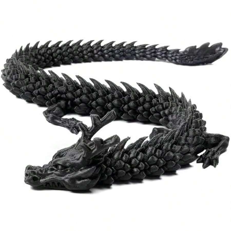 2024新款3D打印可动关节龙 - 逼真水晶龙摆件，节日、家居装饰、办公桌摆设的理想之选。大型3D龙，动物汽车玩具，3D打印猫，3D打印，龙，3D打印龙，3D打印，龙，3D打印龙，龙，3D打印，3D打印龙 - 彩色 - 查看 1