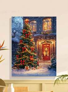 圣诞系列DIY数码油画套装，一套，成人手工，无框艺术油画套装，适用于卧室装饰和墙面艺术装饰，绘画方法简单有趣，无需绘画基础，实现您的绘画梦想，沉浸在缤纷多彩的世界中，每一笔都是自我表达，为生活增添浪漫气息，是馈赠亲朋好友的最佳礼物，也是万圣节、圣诞节等节日的理想之选，尺寸：40*50厘米 - 墨綠色 - 查看 3