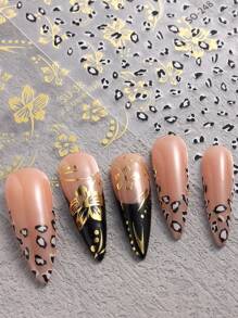 Hình dán móng tay hoa dâm bụt 3D, cánh hoa anh đào nhiệt đới, thiết kế hoa lá, decal dán móng tự làm, màu đen vàng, dụng cụ trang trí móng tay DIY, 2 miếng dán móng tay. - Nhiều màu - Xem 3