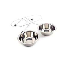 1 件装不锈钢防滑铁架宠物双碗，适用于猫狗，小号/中号/大号