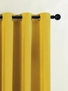 1pc Solid Color Curtains, Grommet Top Decorative Window Drapes, Window Treatments For Bedroom Living Room, Home Decoration, Room Decoration - Buff Yellow - View 3