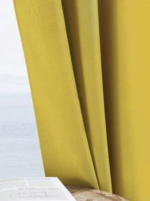 1pc Solid Color Curtains, Grommet Top Decorative Window Drapes, Window Treatments For Bedroom Living Room, Home Decoration, Room Decoration - Buff Yellow - View 8