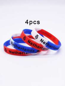 4pcs/Set Silicone Wrist Bands With Various National Flag Colors And Football Decor - National Flag Color Silicone Bracelet - View 18