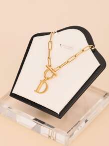 1 chiếc vòng cổ mặt chữ bằng thép không gỉ thời trang và độc đáo, món quà hoàn hảo cho bạn bè - chữ OT vàng - Xem 3