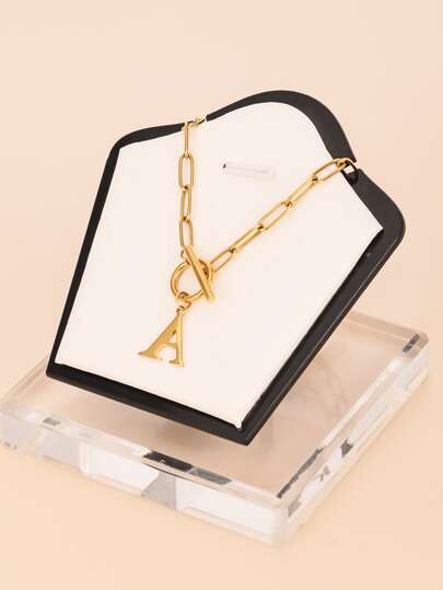 1 pezzo Collana con ciondolo con lettera personalizzata in acciaio inossidabile alla moda, regalo perfetto per gli amici in festival