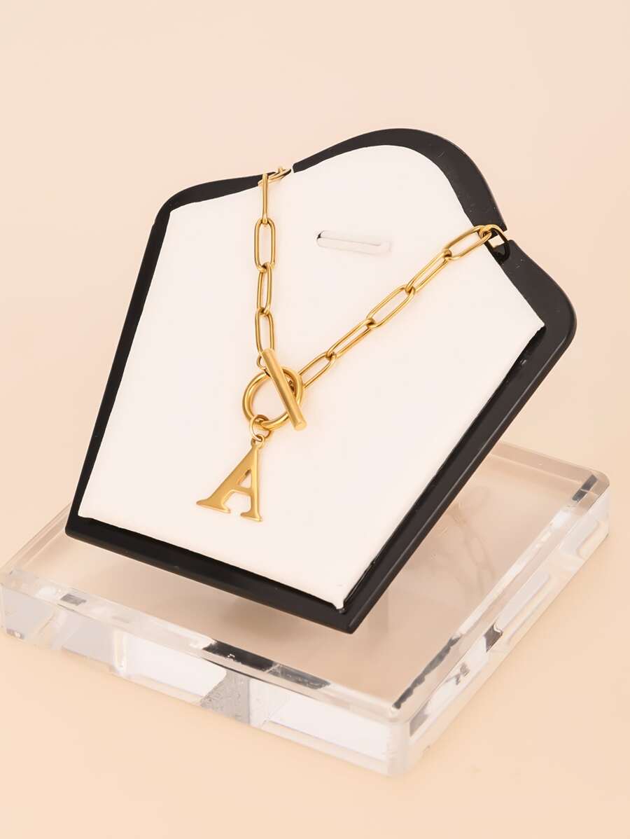 1 chiếc vòng cổ mặt chữ bằng thép không gỉ thời trang và độc đáo, món quà hoàn hảo cho bạn bè - chữ OT vàng - Xem 1