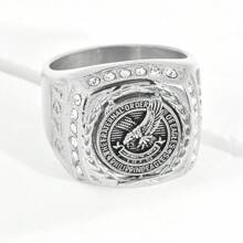 1 pièce Bague pour homme en acier inoxydable haut de gamme plaquée or sous vide avec aigle philippin incrusté de diamants , bijoux en acier inoxydable