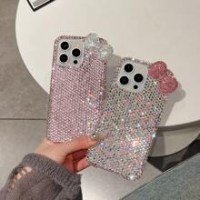 Ốp lưng điện thoại Luxury Girl 3D Red Bow Silver Rhinestone mới, chống sốc tương thích với Apple IPhone 16 Pro Max, 15 Pro Max, 13, 14 - Bạc - Xem 5