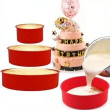 1/3Pcs Round Silicone Cake Pans Silicone Cake Mold Tray Pans Round Baking Mold Kitchen Silicone Nonstick Baking Pans Easy To Demold Suitable For Layer Cake Cheese Cake Rainbow Cake Reusable Cake Pans Bakingt Tools - Multicolor - View 1