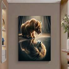 雄狮反射 5D DIY 钻石画套装 - 动物主题圆形钻石艺术，帆布马赛克工艺套装，适用于家庭客厅卧室办公室墙壁装饰，万圣节和圣诞节的理想礼物 - 彩色 - 查看 13