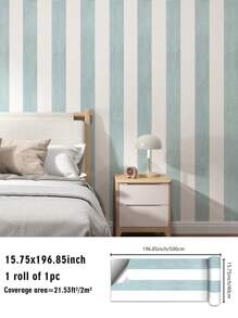 SUPSTICKER 1卷青白条纹加厚防潮壁纸客厅卧室自粘家居装修装饰美化墙贴撕下即贴有三种尺寸可选装修贴纸撕下墙板墙纸壁纸春季装饰用品让您的家焕然一新拉玛装饰贴纸 - 彩色 - 查看 15